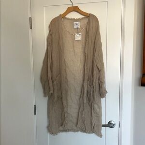 Zara Women's Taupe Linen Cardigan